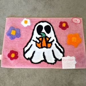 Betsey Johnson 2024 Halloween Shower Bath Mat Pink Hippie Ghost With Flowers NWT